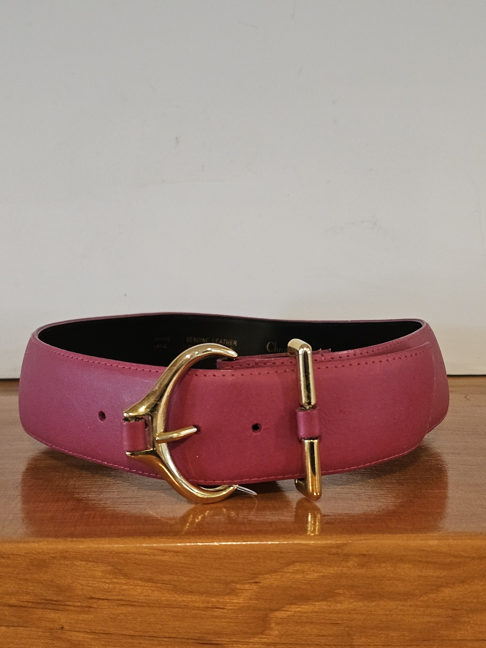 Vintage Christian Dior Leather Belt Strap with MCM Gold Buckle - Size L